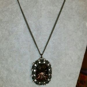'NWT' Antique Bronze, Faceted Star Crystal Necklac